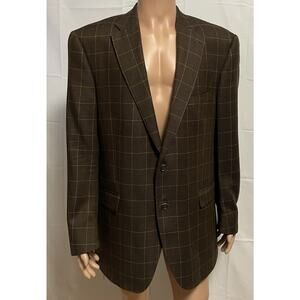 Peter Millar Mens Windowpane Plaid Blazer 44T Wool Jacket Sport Coat